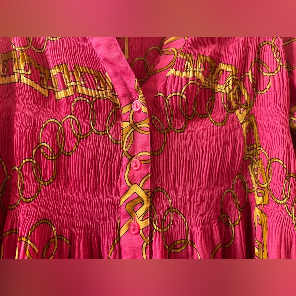 Multicolor Boho Women’s Loose Fit Smocked Shirt Size Medium - Picture 2 of 10